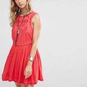Free People Delightful Birds of a Feather Sleeveless Dress Paradise Coral 2